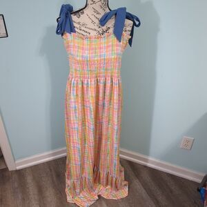Grace by faith smocked maxi dress pastel large new with tags